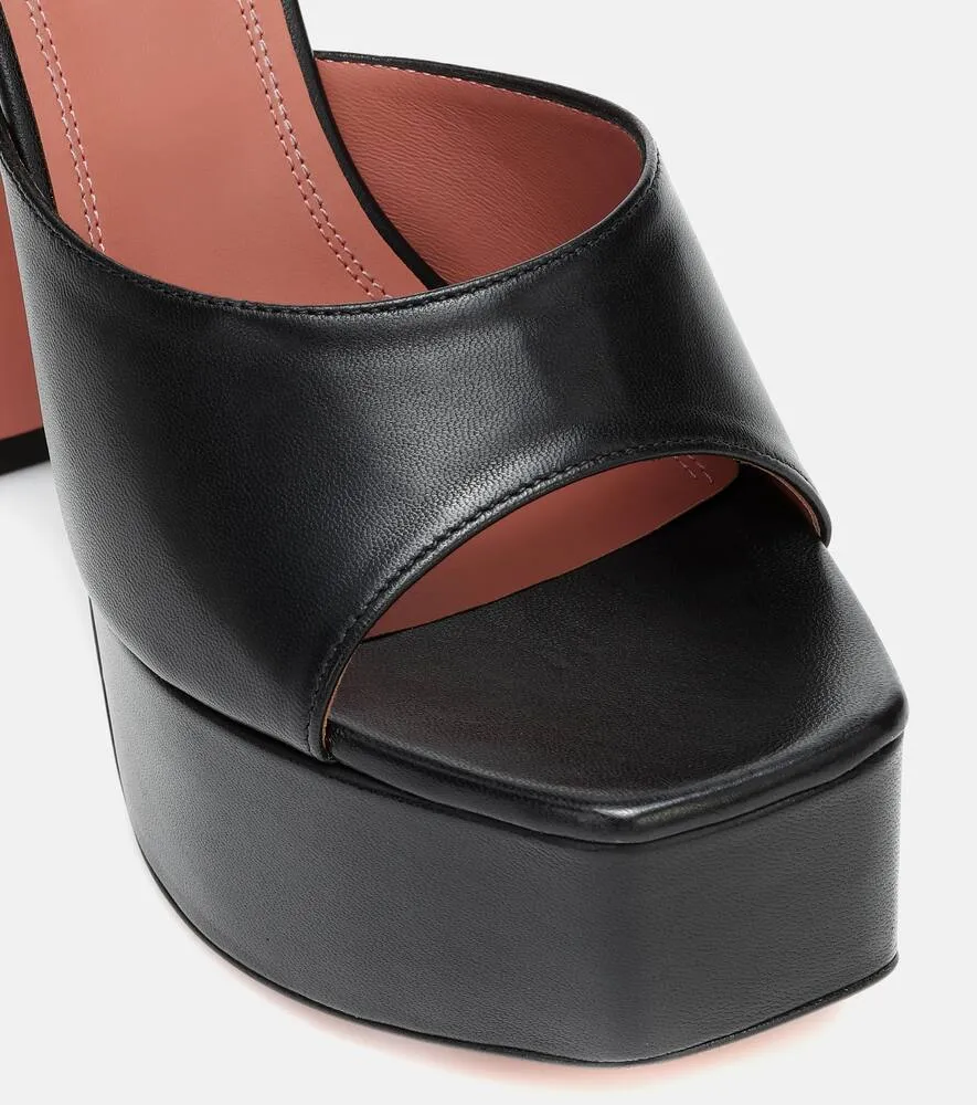Amina Muaddi Dalida leather platform sandals