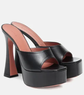 Amina Muaddi Dalida leather platform sandals