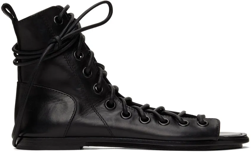 Ann Demeulemeester Black Lace-Up Sandals