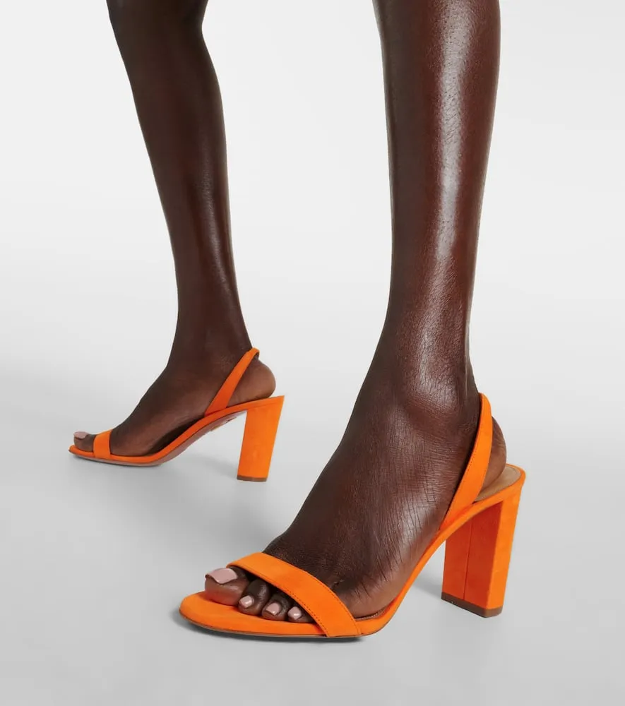 Aquazzura So Nude 85 suede block sandals