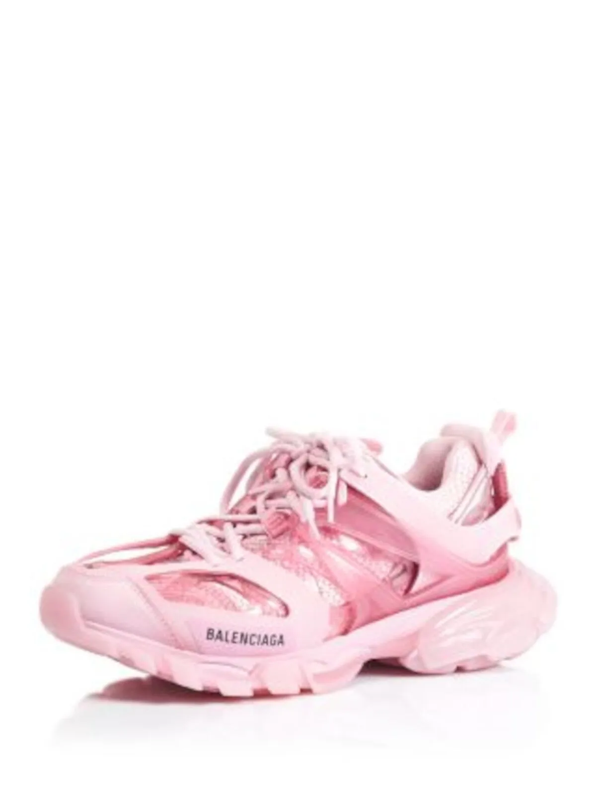 BALENCIAGA Womens Pink Mixed Media Dual Pull-Tabs 1" Platform Track Round Toe Wedge Lace-Up Sneakers Shoes