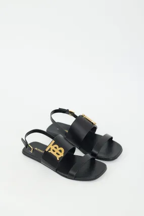 Black Leather TB Leanne Sandal