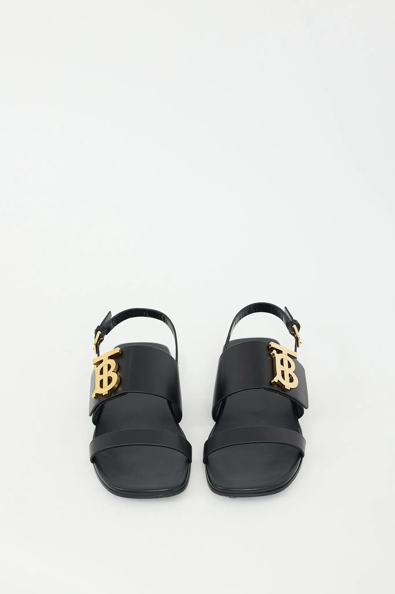 Black Leather TB Leanne Sandal