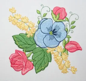 Blue Viola and Roses