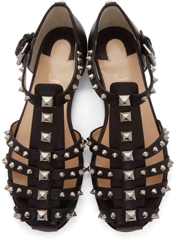 Christian Louboutin Black LoubiClou Flat Sandals