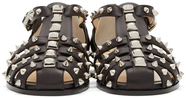 Christian Louboutin Black LoubiClou Flat Sandals