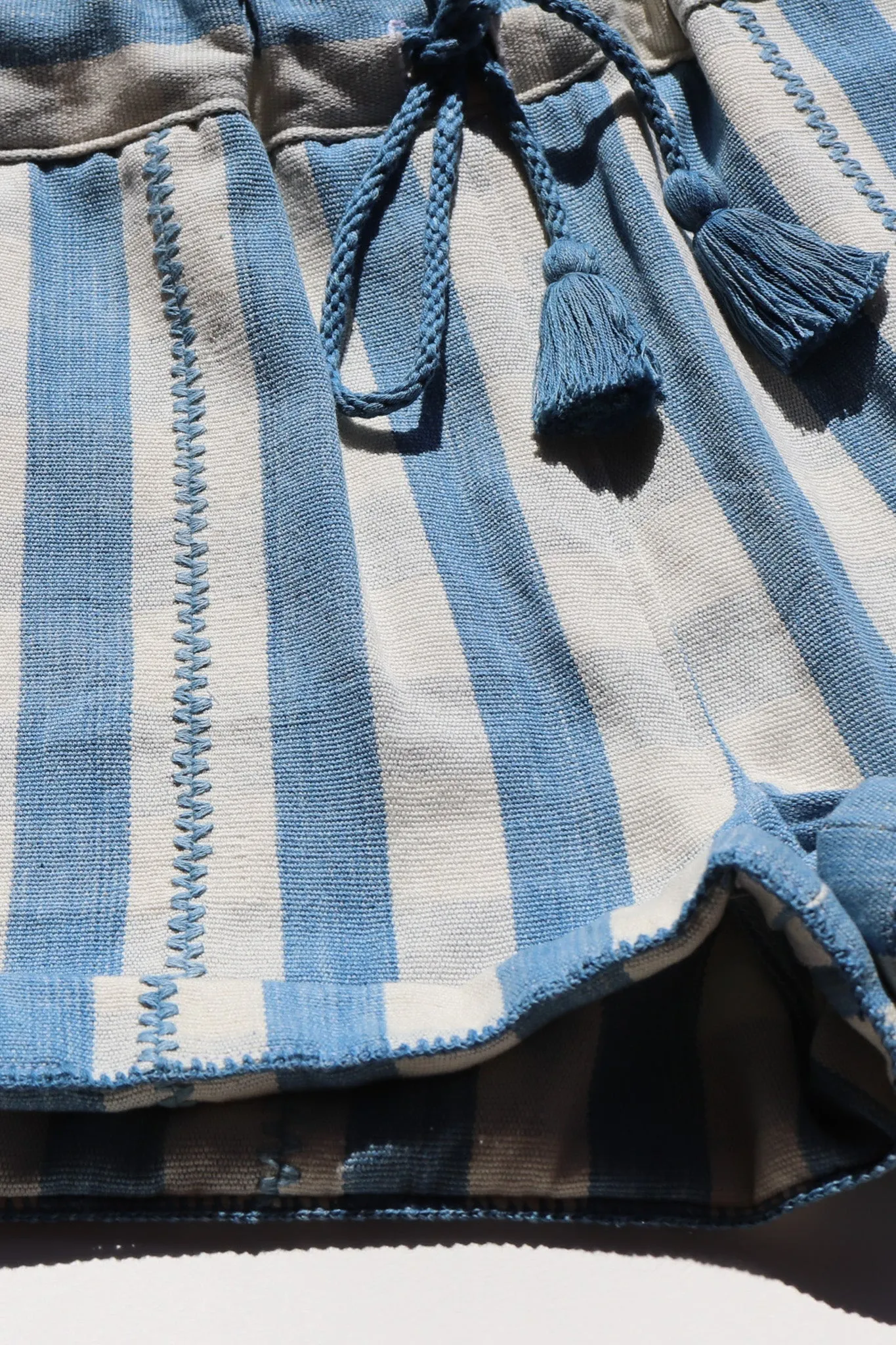 Handwoven Shorts in Light Blue Gingham