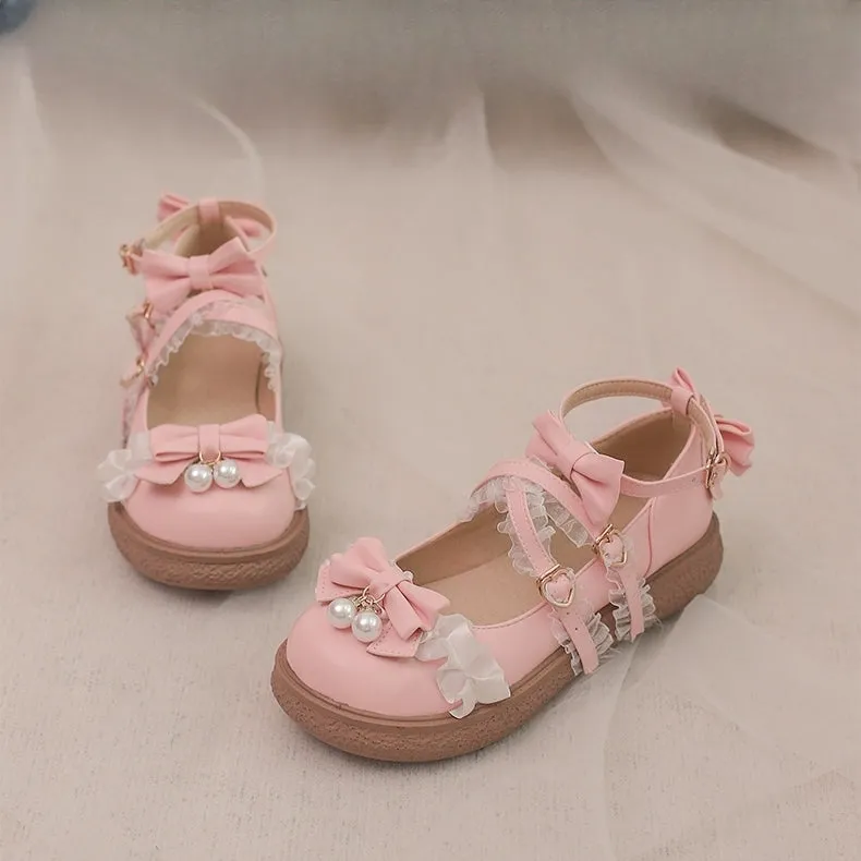 Japanese Pink Bow Flat Lolita Shoes