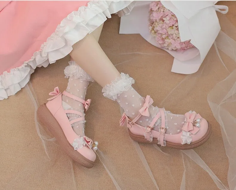 Japanese Pink Bow Flat Lolita Shoes