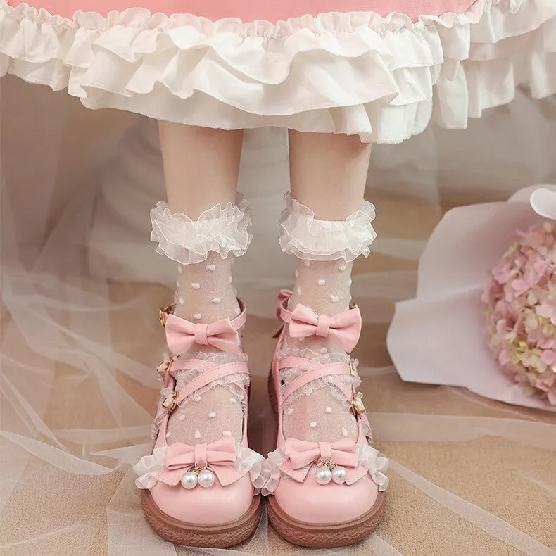 Japanese Pink Bow Flat Lolita Shoes