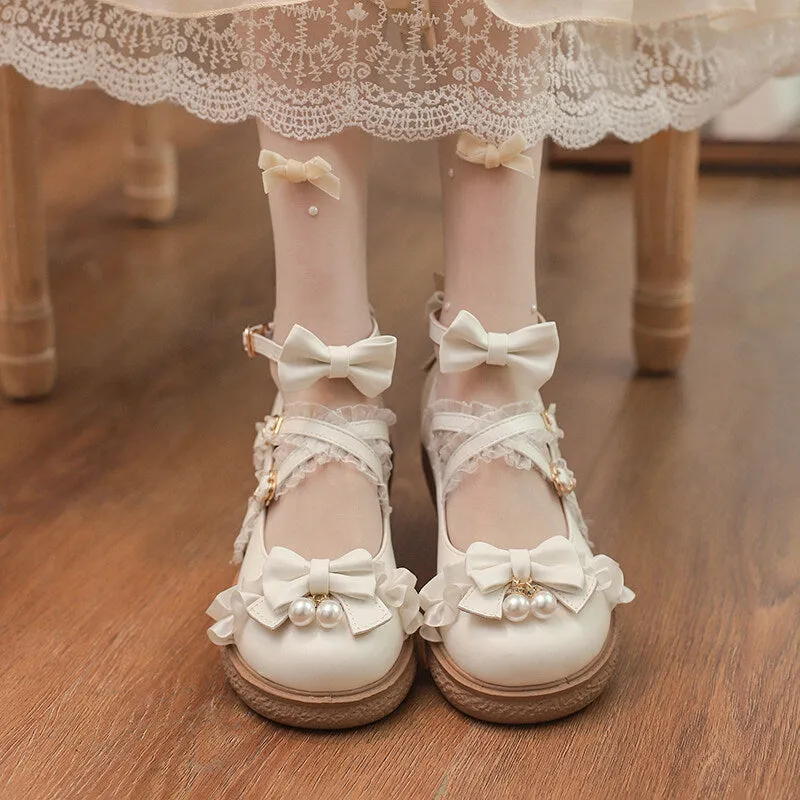 Japanese Pink Bow Flat Lolita Shoes