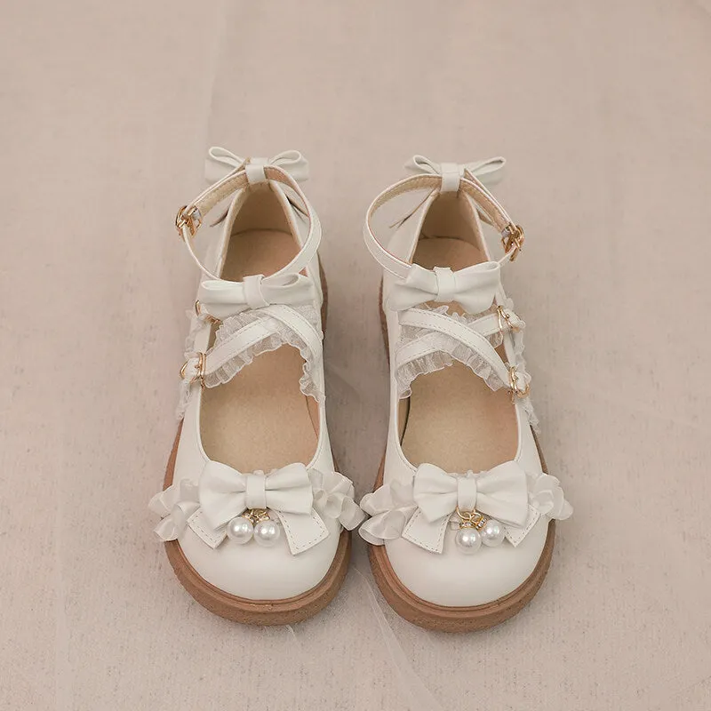 Japanese Pink Bow Flat Lolita Shoes
