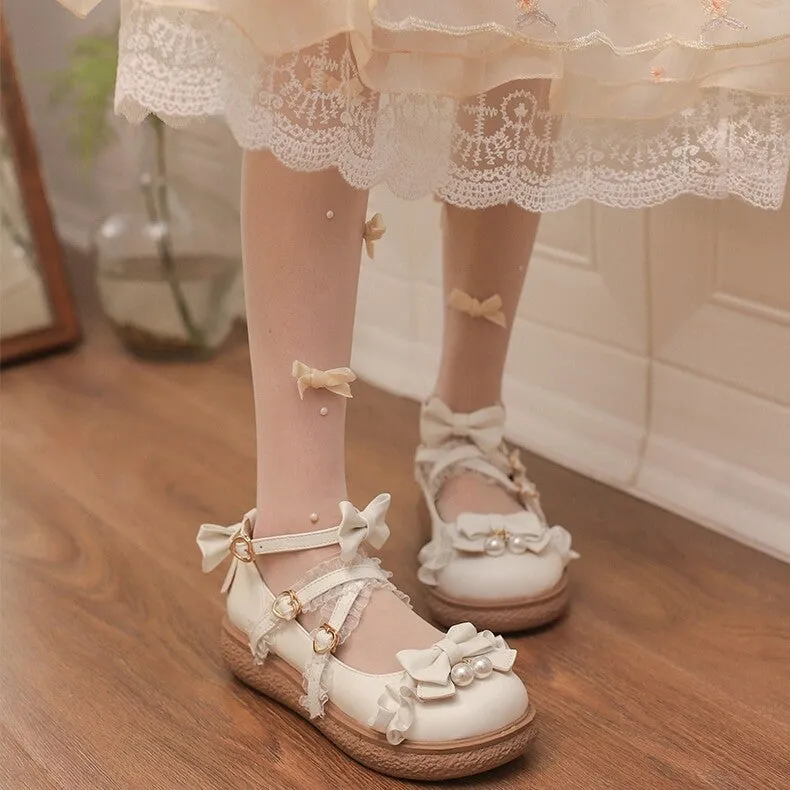 Japanese Pink Bow Flat Lolita Shoes
