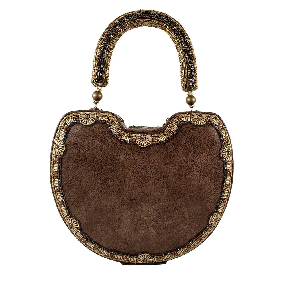 Mary Frances Lock it Up Top Leather Beaded Handle Bag Handbag New