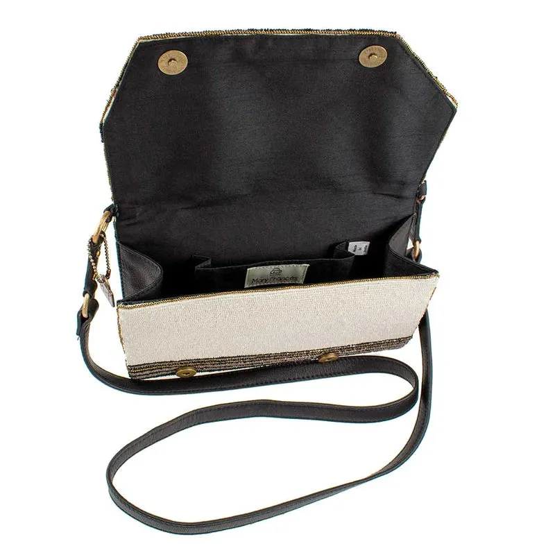 Mary Frances on the Sea Crossbody Handbag Embroidery Black Leather Bag New