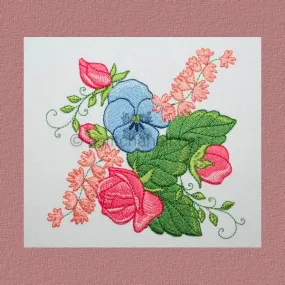 Pink Miniature Roses and Pansy