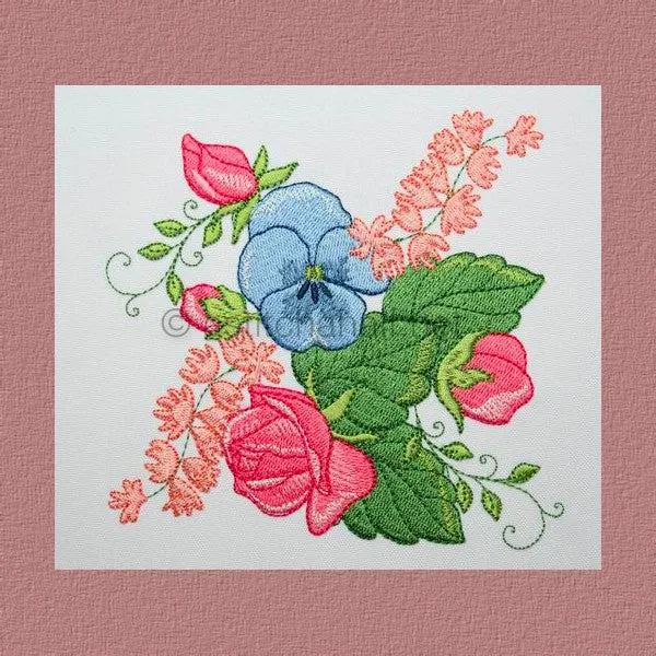 Pink Miniature Roses and Pansy
