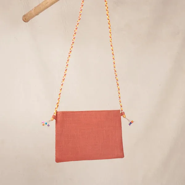 Shagun Sling Bag - Peach with Kantha/Sujha